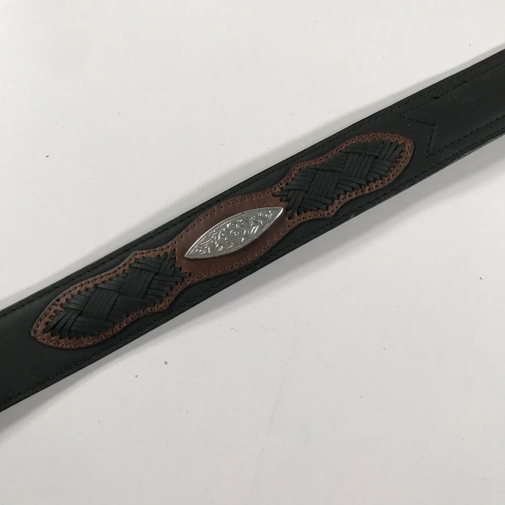 DDD 3D Leather Belt Western Black Black Brown Cowboy Rodeo 36-40'